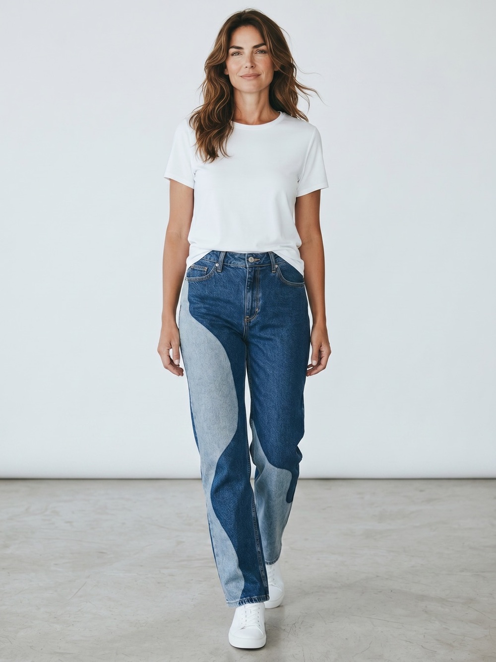 Retro Hollister Ultra High-Rise Dad Jeans/two-tone wave design Denim /Size: 3R